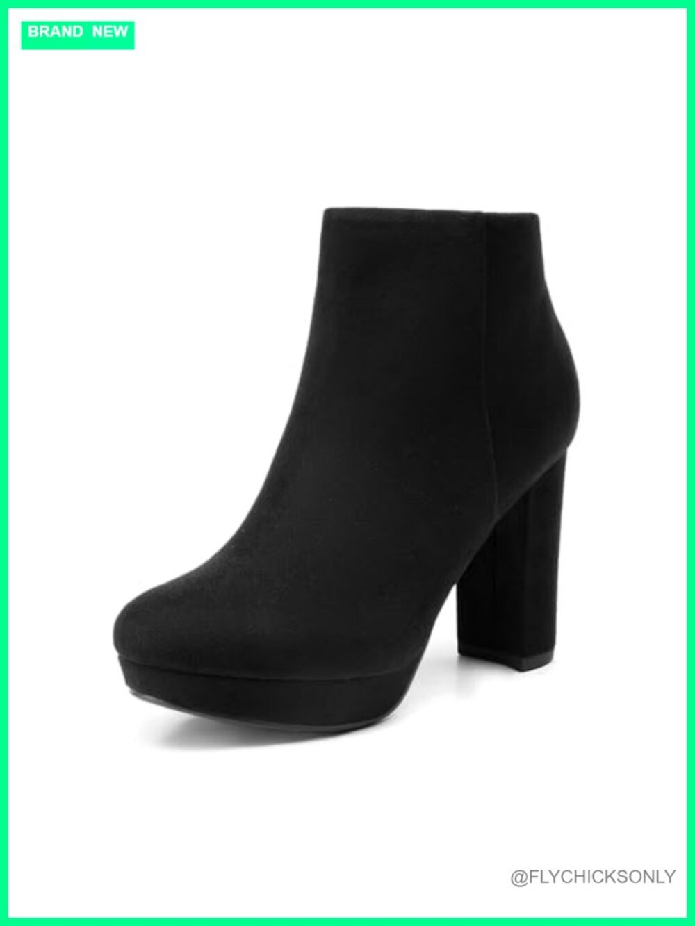 High Heel Ankle Boots Suede Block Heel Side Zip Booties Casual